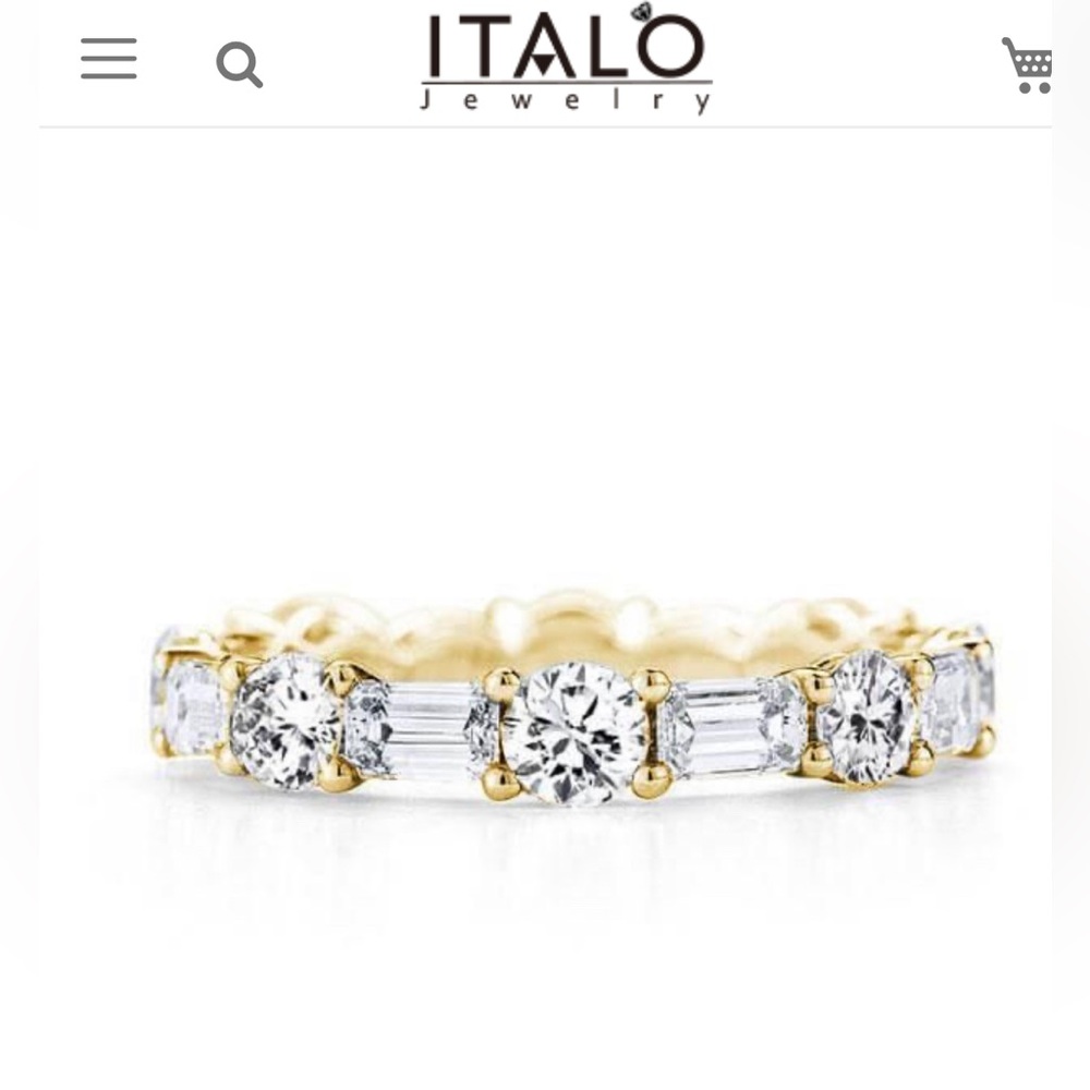 Italo Golden Eternity Created White Sapphire Wedding Band